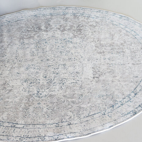 Lizzely Garden & Living Vloerkleed rond vintage 180cm wit dof blauw perzisch oosters tapijt Lizzely Garden & Living Vloerkleed rond vintage 180cm wit dof blauw perzisch oosters tapijt