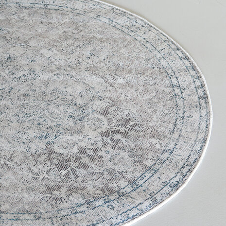 Lizzely Garden & Living Vloerkleed rond vintage 180cm wit dof blauw perzisch oosters tapijt Lizzely Garden & Living Vloerkleed rond vintage 180cm wit dof blauw perzisch oosters tapijt