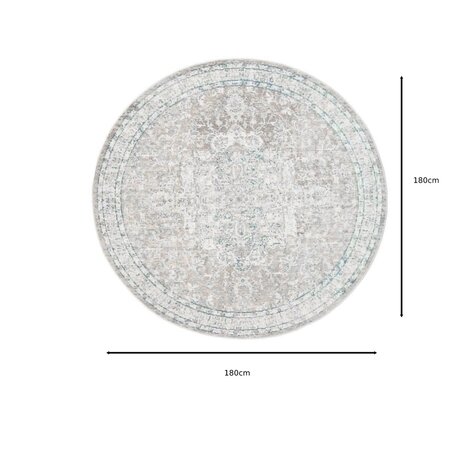 Lizzely Garden & Living Vloerkleed rond vintage 180cm wit dof blauw perzisch oosters tapijt Lizzely Garden & Living Vloerkleed rond vintage 180cm wit dof blauw perzisch oosters tapijt