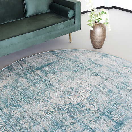 Lizzely Garden & Living Vloerkleed rond vintage 200cm wit donkerblauw perzisch oosters tapijt Lizzely Garden & Living Vloerkleed rond vintage 200cm wit donkerblauw perzisch oosters tapijt