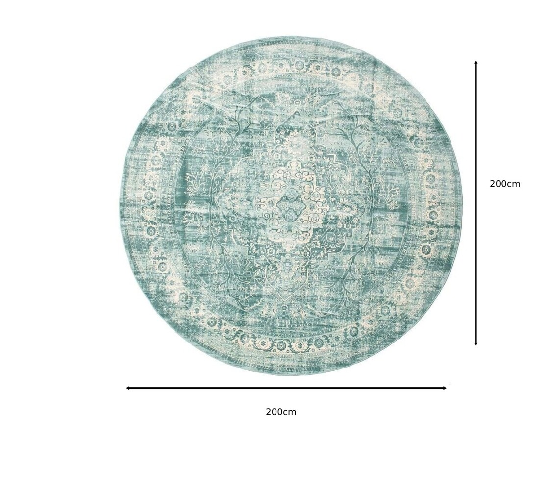 Vloerkleed rond vintage 200cm wit donkerblauw perzisch oosters tapijt Vloerkleed rond vintage 200cm wit donkerblauw perzisch oosters tapijt