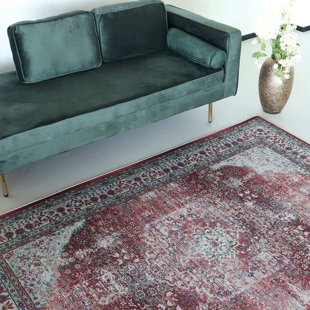 Vloerkleed vintage 160x220cm donkerrood perzisch oosters tapijt