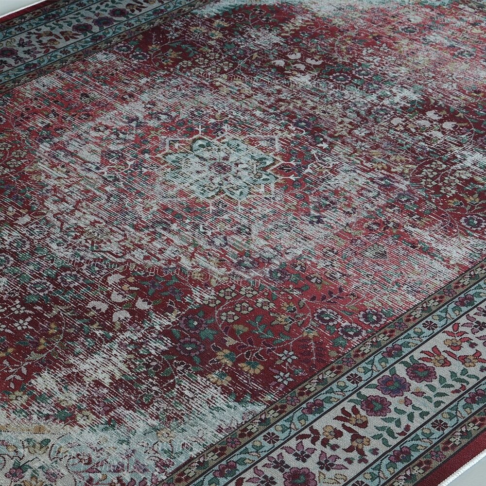 Vloerkleed vintage 160x220cm donkerrood perzisch oosters tapijt