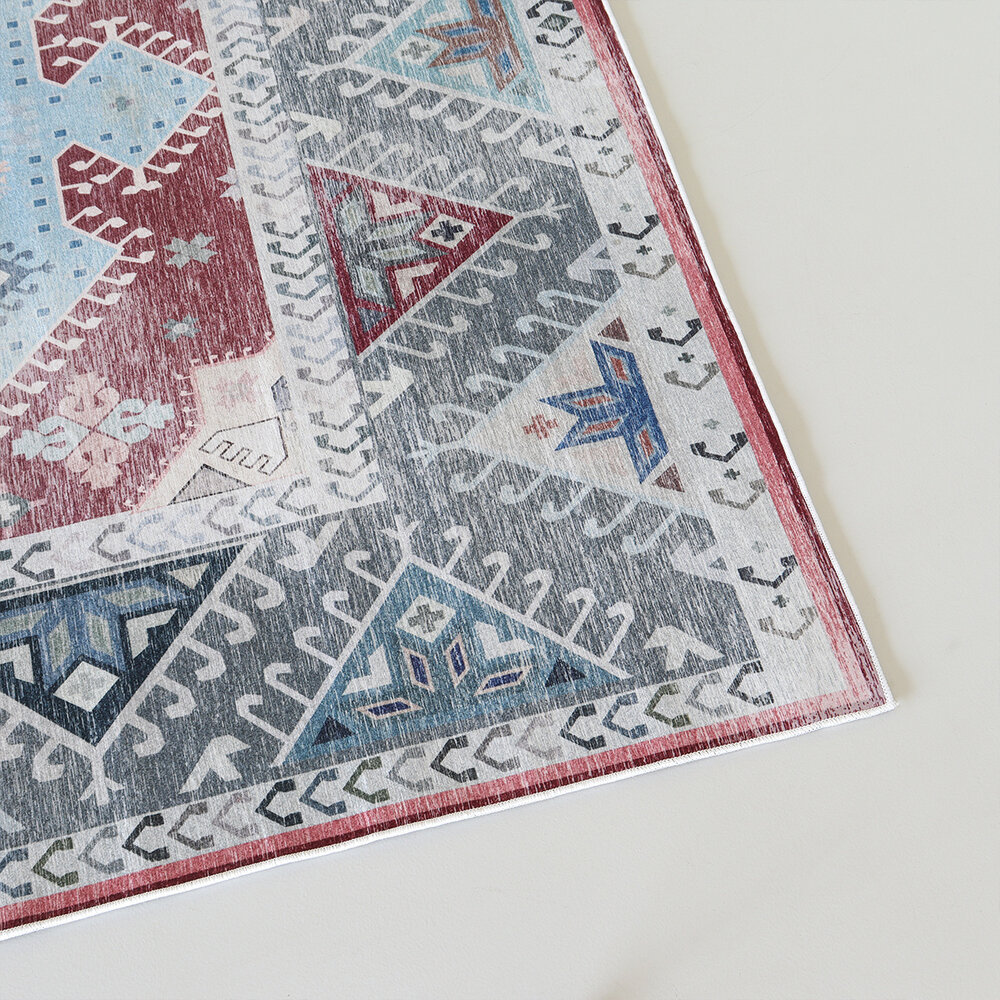 Vloerkleed vintage 200x350cm grijs rood perzisch oosters tapijt