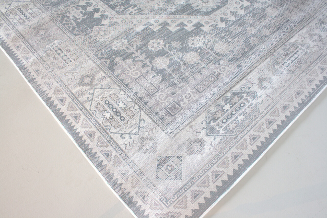 Vloerkleed vintage 200x350cm wit grijs perzisch oosters tapijt