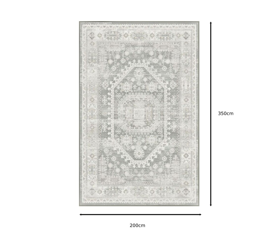 Vloerkleed vintage 200x350cm wit grijs perzisch oosters tapijt