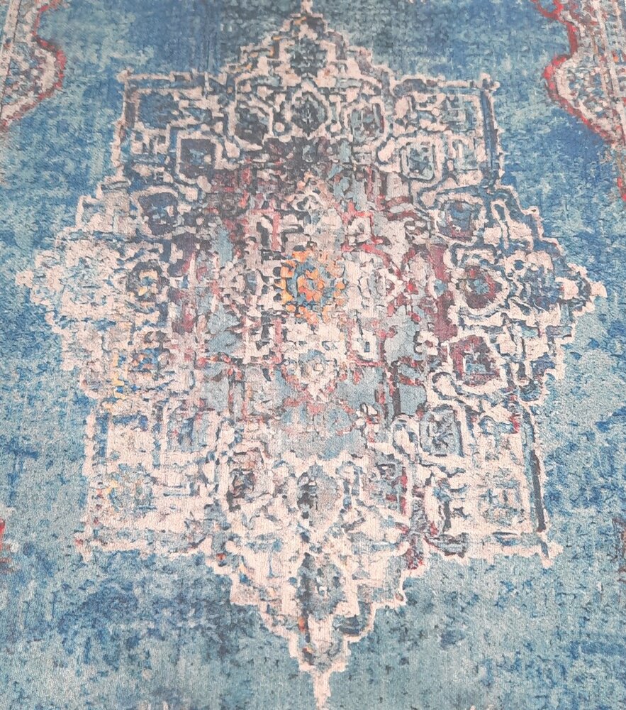 Vloerkleed vintage 70x140cm blauw perzisch oosters tapijt