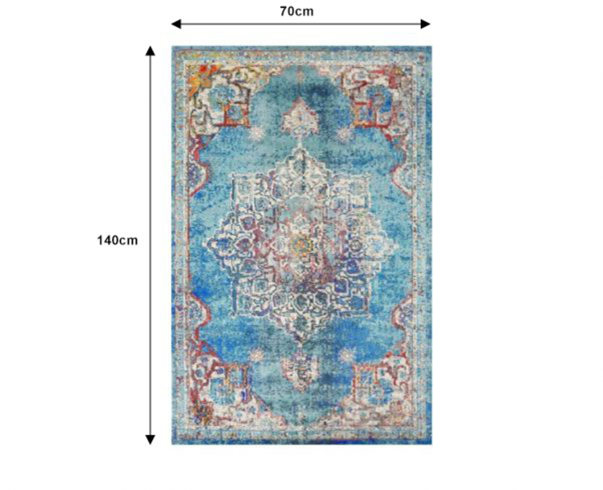 Vloerkleed vintage 70x140cm blauw perzisch oosters tapijt