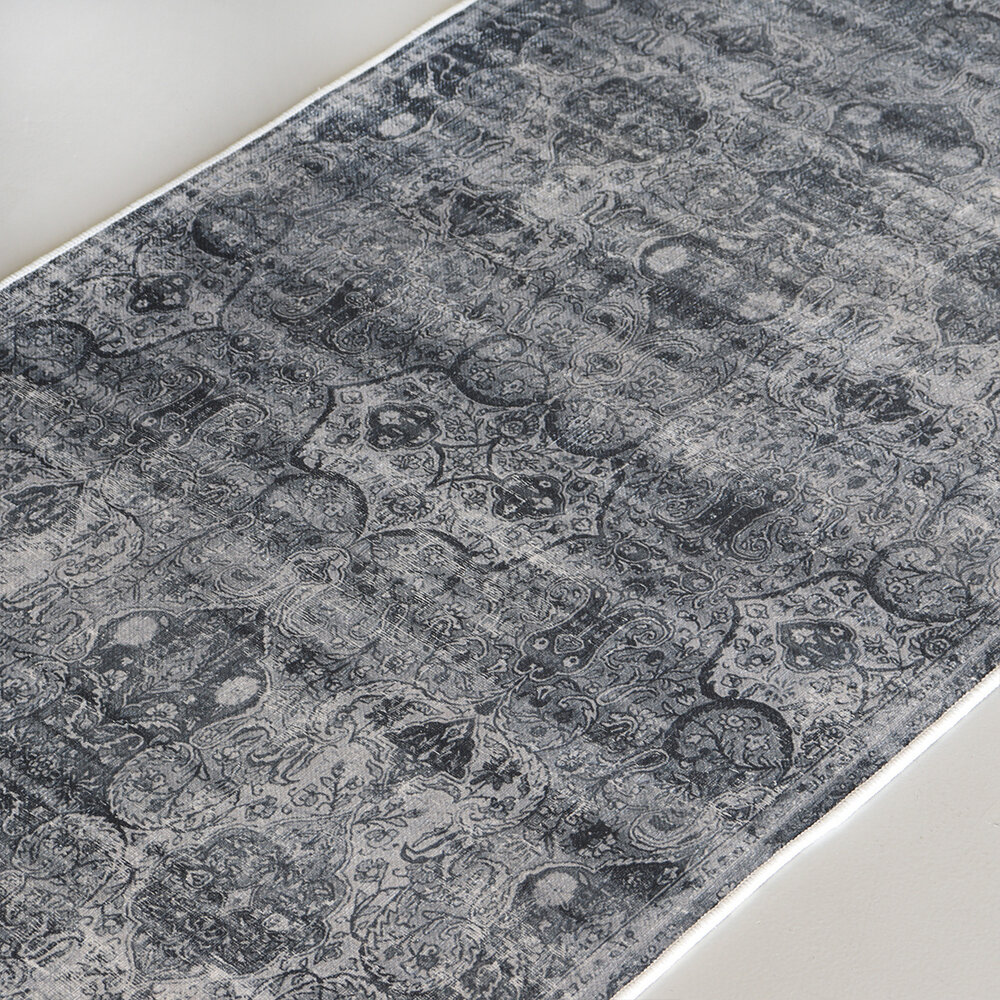 Vloerkleed vintage 70x140cm blauw zwart perzisch oosters tapijt