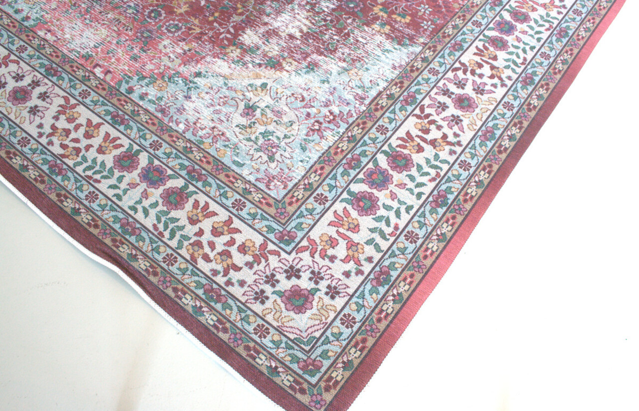 Vloerkleed vintage 70x140cm donkerrood perzisch oosters tapijt