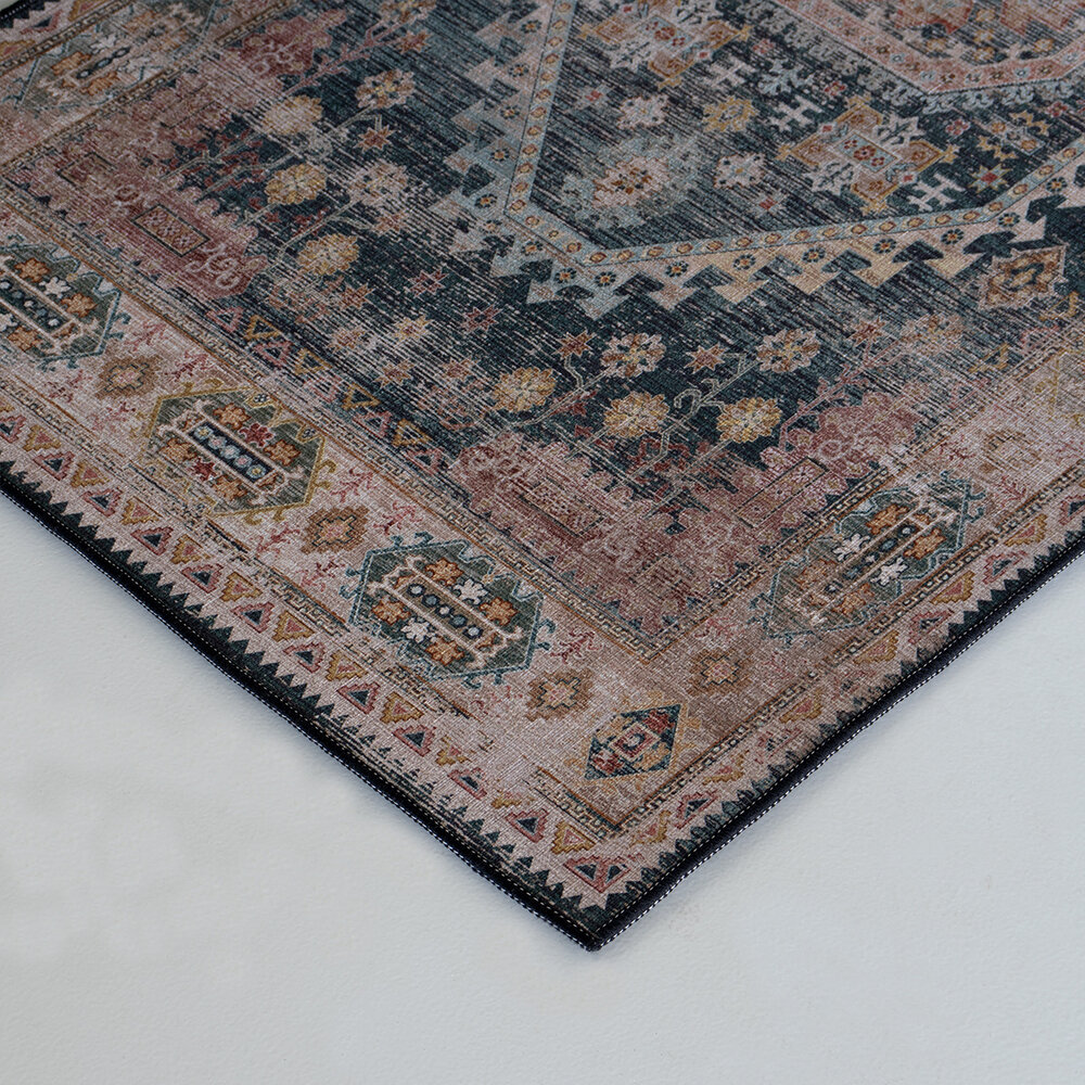 Vloerkleed vintage 70x140cm rood blauw perzisch oosters tapijt