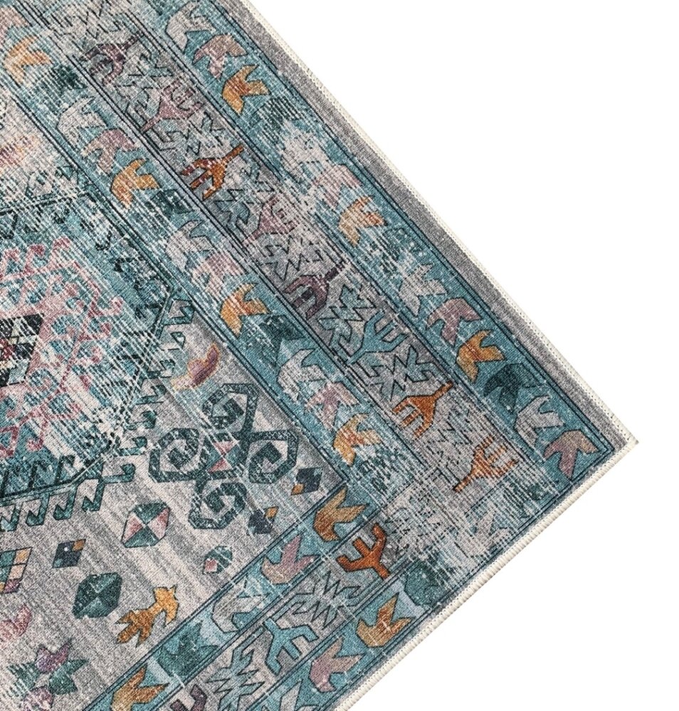 Vloerkleed vintage 70x140cm wit lichtblauw perzisch oosters tapijt