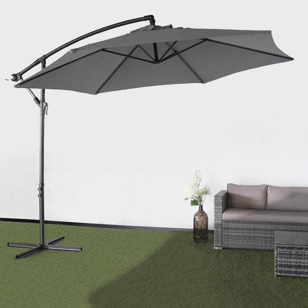 Zweefparasol Staal Donkergrijs Parasol Diameter 300cm Zweefparasol Staal Donkergrijs Parasol Diameter 300cm
