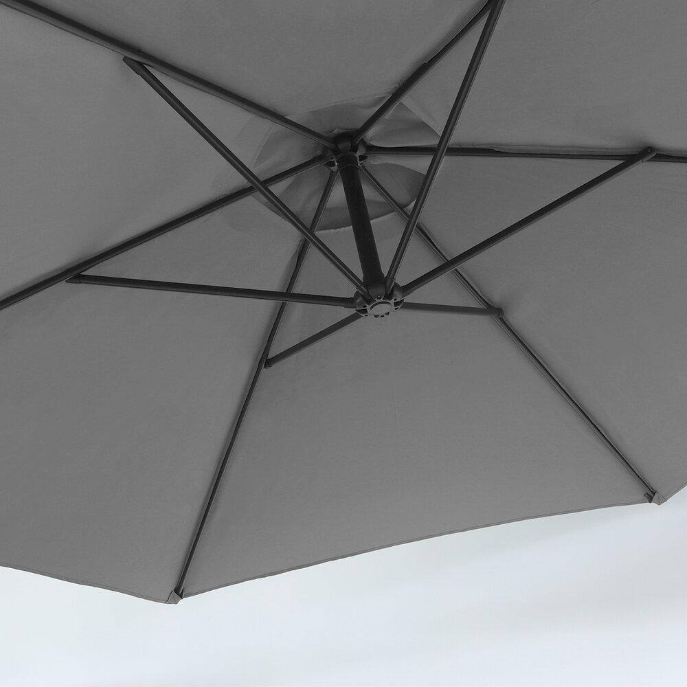 Zweefparasol Staal Donkergrijs Parasol Diameter 300cm Zweefparasol Staal Donkergrijs Parasol Diameter 300cm