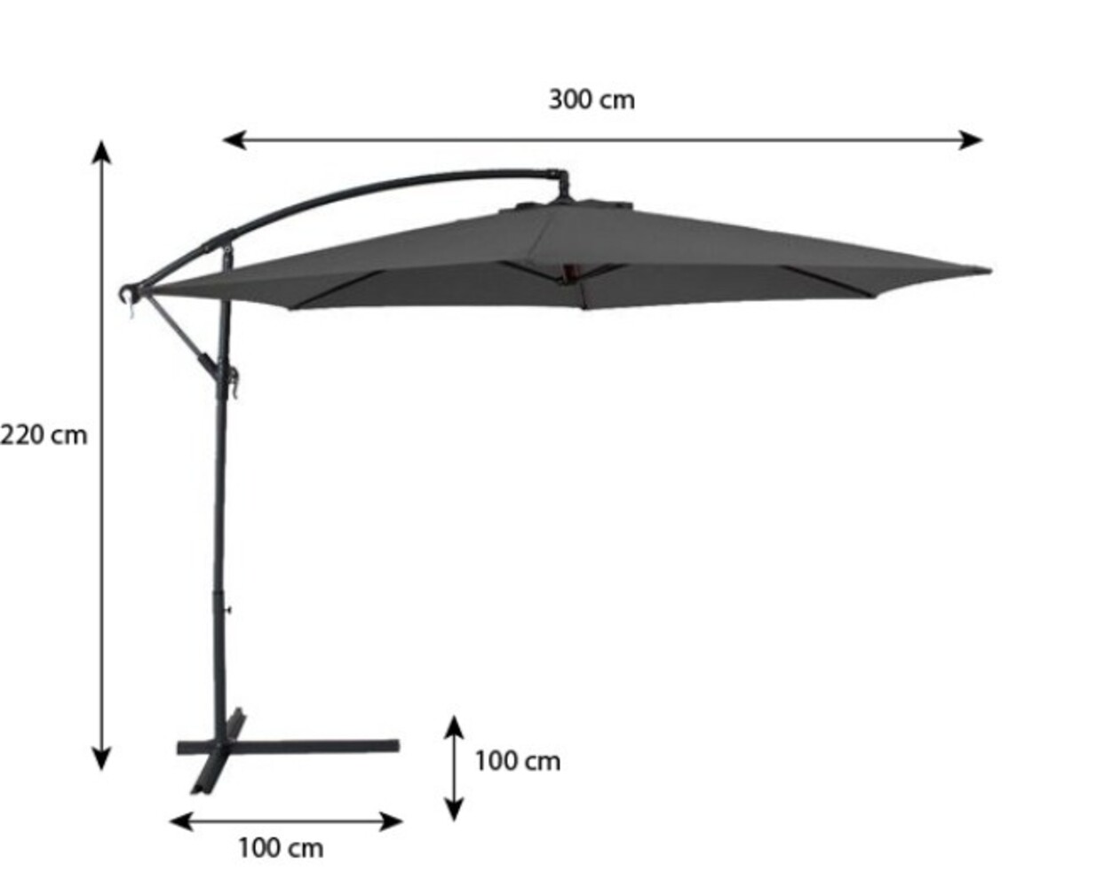 Zweefparasol Staal Donkergrijs Parasol Diameter 300cm Zweefparasol Staal Donkergrijs Parasol Diameter 300cm