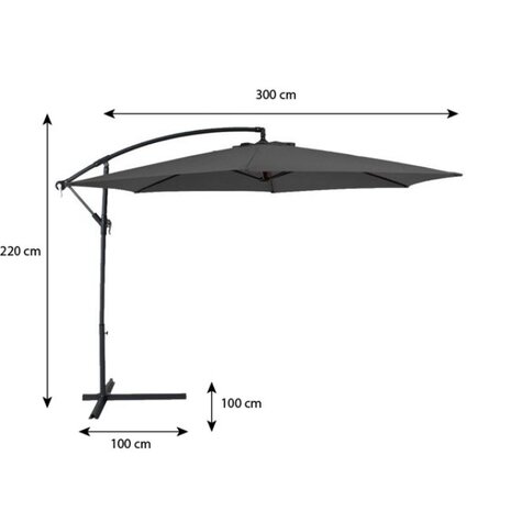 Lizzely Garden & Living Zweefparasol Staal Donkergrijs Parasol Diameter 300cm Lizzely Garden & Living Zweefparasol Staal Donkergrijs Parasol Diameter 300cm