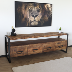 Lizzely Garden & Living TV meubel mangohout Ilse industrieel 180cm duurzaam massief hout mango Lizzely Garden & Living TV meubel mangohout Ilse industrieel 180cm duurzaam massief hout mango