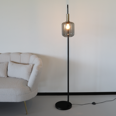 Lizzely Garden & Living Industriële vloerlamp Zakkie staande lamp zwart goud