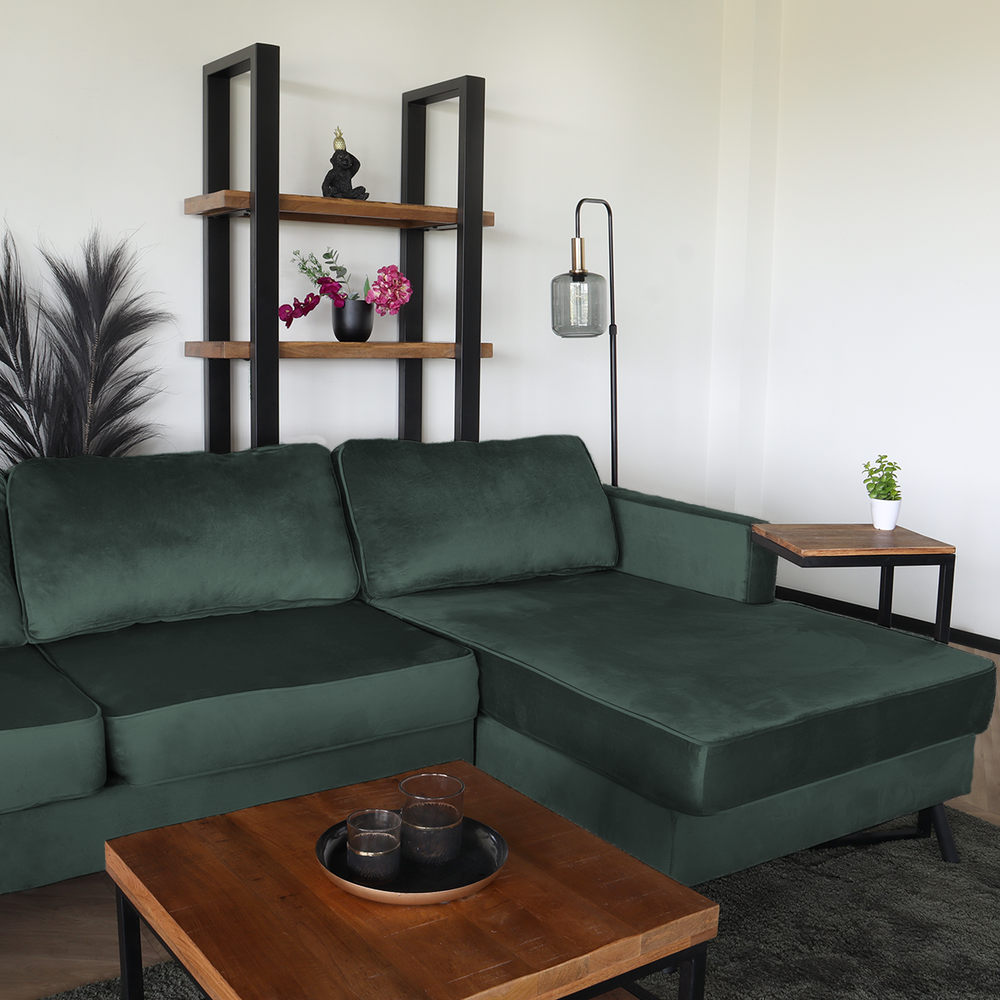 Hoekbank design Lizza 269cm bank donkergroen velvet loungebank zowel links als rechts bankstel Hoekbank design Lizza 269cm bank donkergroen velvet loungebank zowel links als rechts bankstel