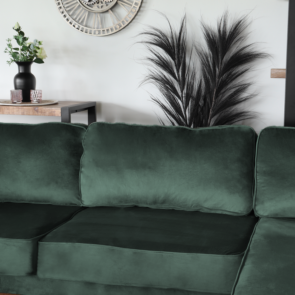 Hoekbank design Lizza 269cm bank donkergroen velvet loungebank zowel links als rechts bankstel Hoekbank design Lizza 269cm bank donkergroen velvet loungebank zowel links als rechts bankstel