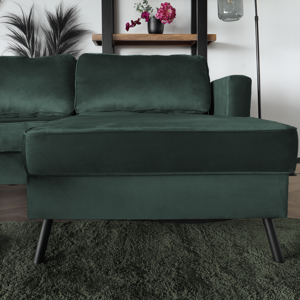 Hoekbank design Lizza 269cm bank donkergroen velvet loungebank zowel links als rechts bankstel Hoekbank design Lizza 269cm bank donkergroen velvet loungebank zowel links als rechts bankstel