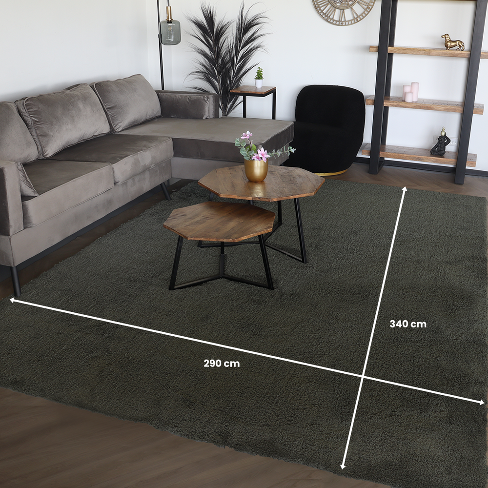 Vloerkleed 230x340cm groen hoogpolig Avelyn fluffy vloerkleed Vloerkleed 230x340cm groen hoogpolig Avelyn fluffy vloerkleed