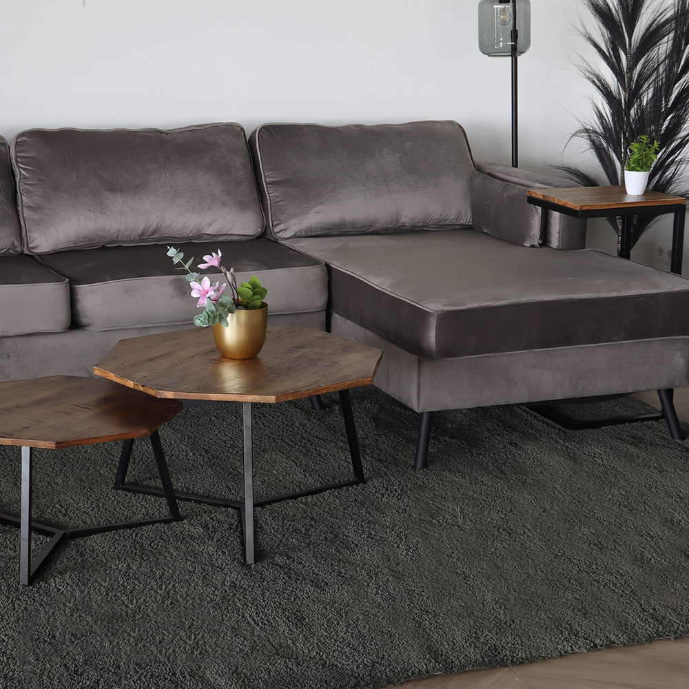 Vloerkleed 200x290cm groen hoogpolig Avelyn fluffy vloerkleed