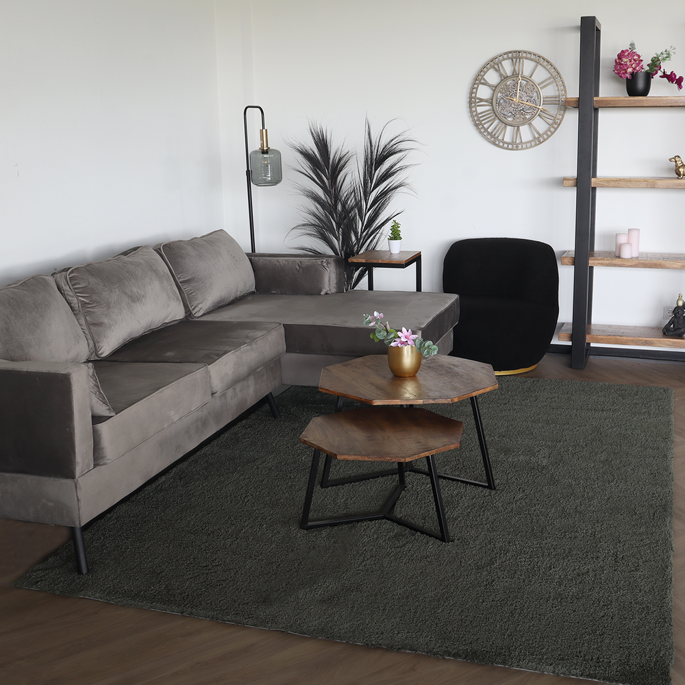 Vloerkleed 200x290cm groen hoogpolig Avelyn fluffy vloerkleed