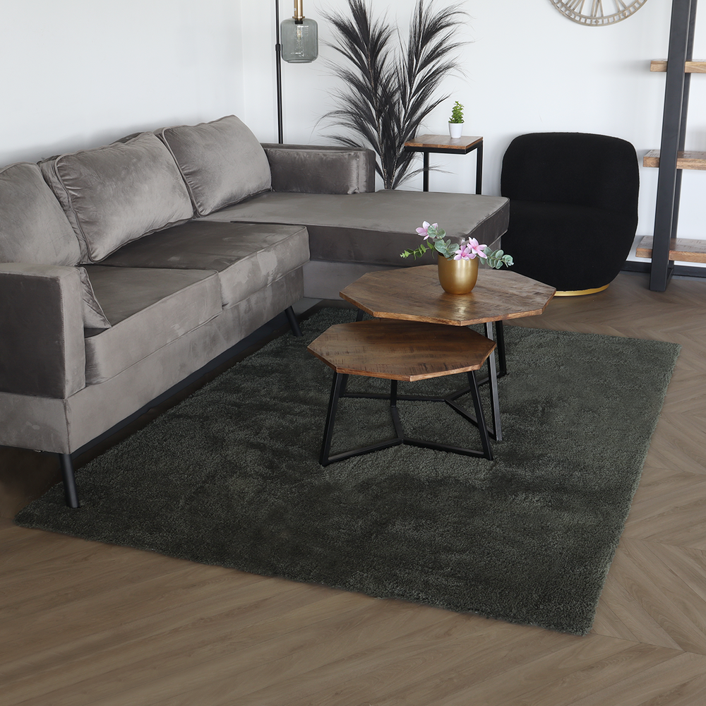 Vloerkleed 160x230cm groen hoogpolig Avelyn fluffy vloerkleed Vloerkleed 160x230cm groen hoogpolig Avelyn fluffy vloerkleed