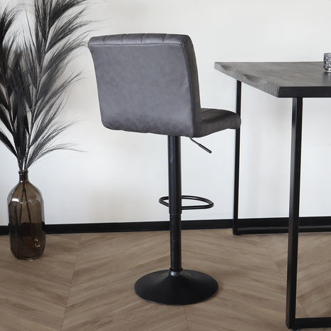 Lizzely Garden & Living Barkruk Anel met rugleuning: antraciet barstoel met zwart onderstel Lizzely Garden & Living Barkruk Anel met rugleuning: antraciet barstoel met zwart onderstel