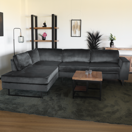 Lizzely Garden & Living Hoekbank design Puckerto 290cm bank velvet antraciet hoek loungebank links bankstel Lizzely Garden & Living Hoekbank design Puckerto 290cm bank velvet antraciet hoek loungebank links bankstel