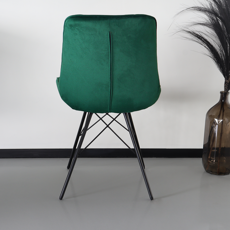 Lizzely Garden & Living Eetkamerstoel Lux donkergroen velvet eetstoel industrieel Lizzely Garden & Living Eetkamerstoel Lux donkergroen velvet eetstoel industrieel