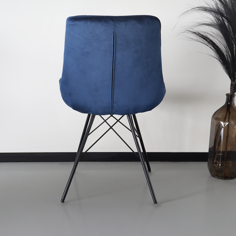 Lizzely Garden & Living Eetkamerstoel Lux donkerblauw velvet eetstoel industrieel
