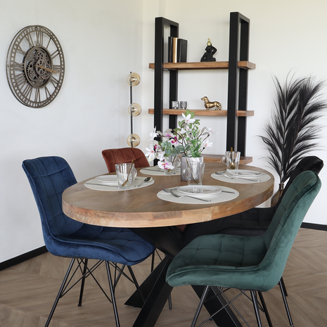 Lizzely Garden & Living Eetkamerstoel Lux donkergroen velvet eetstoel industrieel Lizzely Garden & Living Eetkamerstoel Lux donkergroen velvet eetstoel industrieel