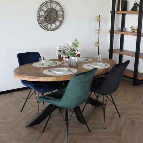 Lizzely Garden & Living Eetkamerstoel Lux donkergroen velvet eetstoel industrieel Lizzely Garden & Living Eetkamerstoel Lux donkergroen velvet eetstoel industrieel