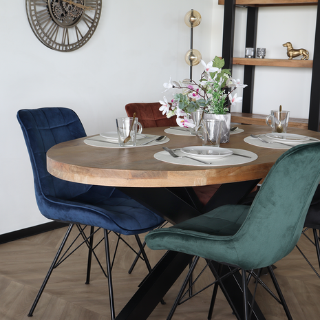 Lizzely Garden & Living Eetkamerstoel Lux donkerblauw velvet eetstoel industrieel