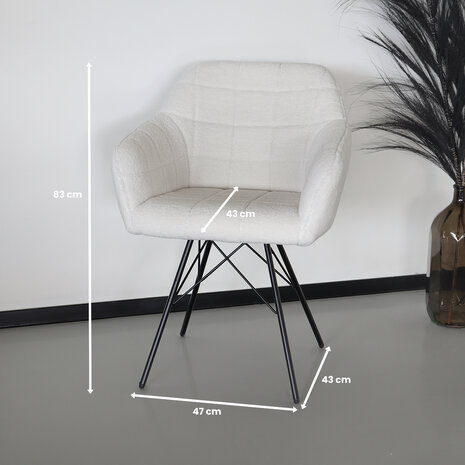 Lizzely Garden & Living Eetkamerstoel met armleuning Lola wit teddy eetstoel Lizzely Garden & Living Eetkamerstoel met armleuning Lola wit teddy eetstoel