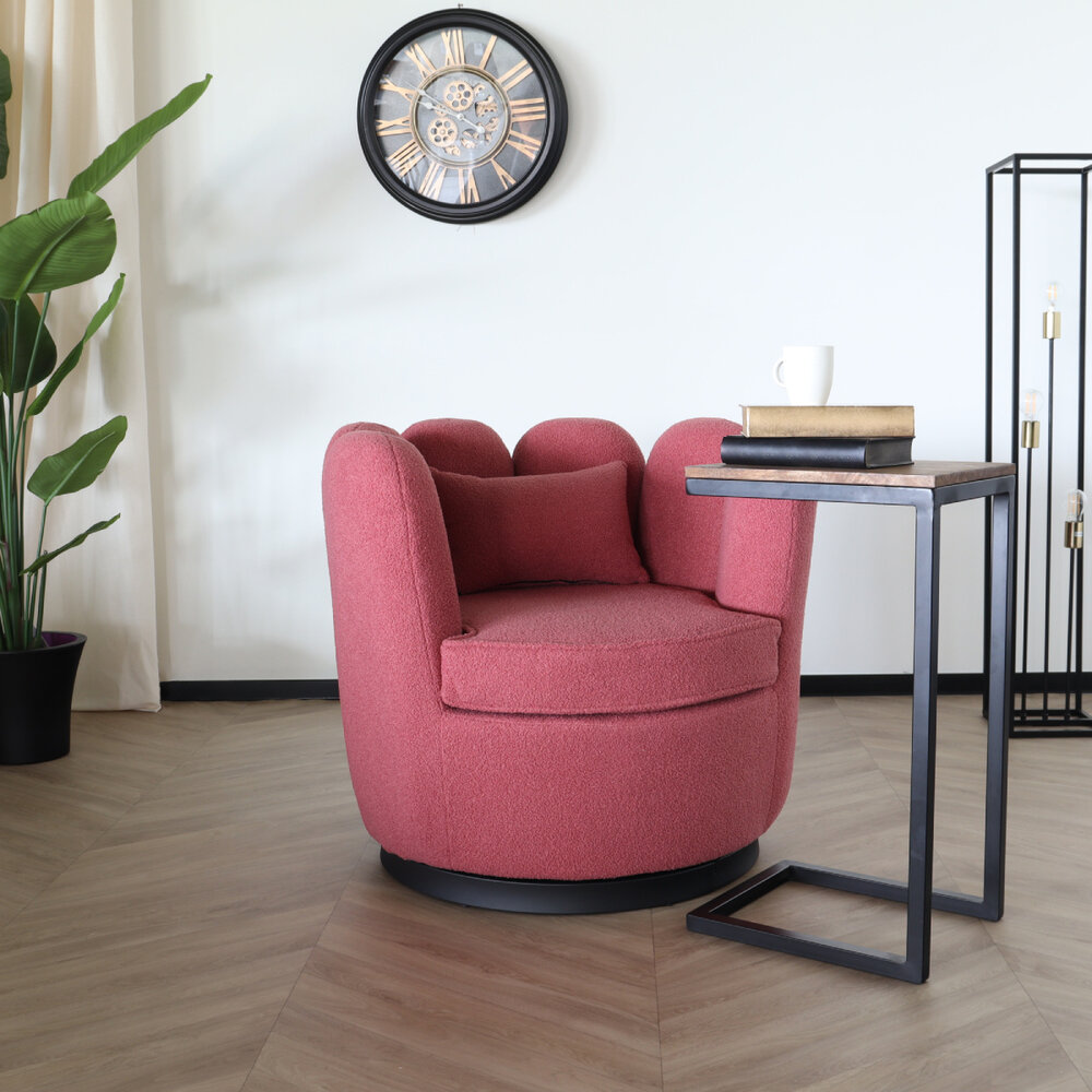 Fauteuil Daphne teddy oud roze draaibare fauteuil Fauteuil Daphne teddy oud roze draaibare fauteuil