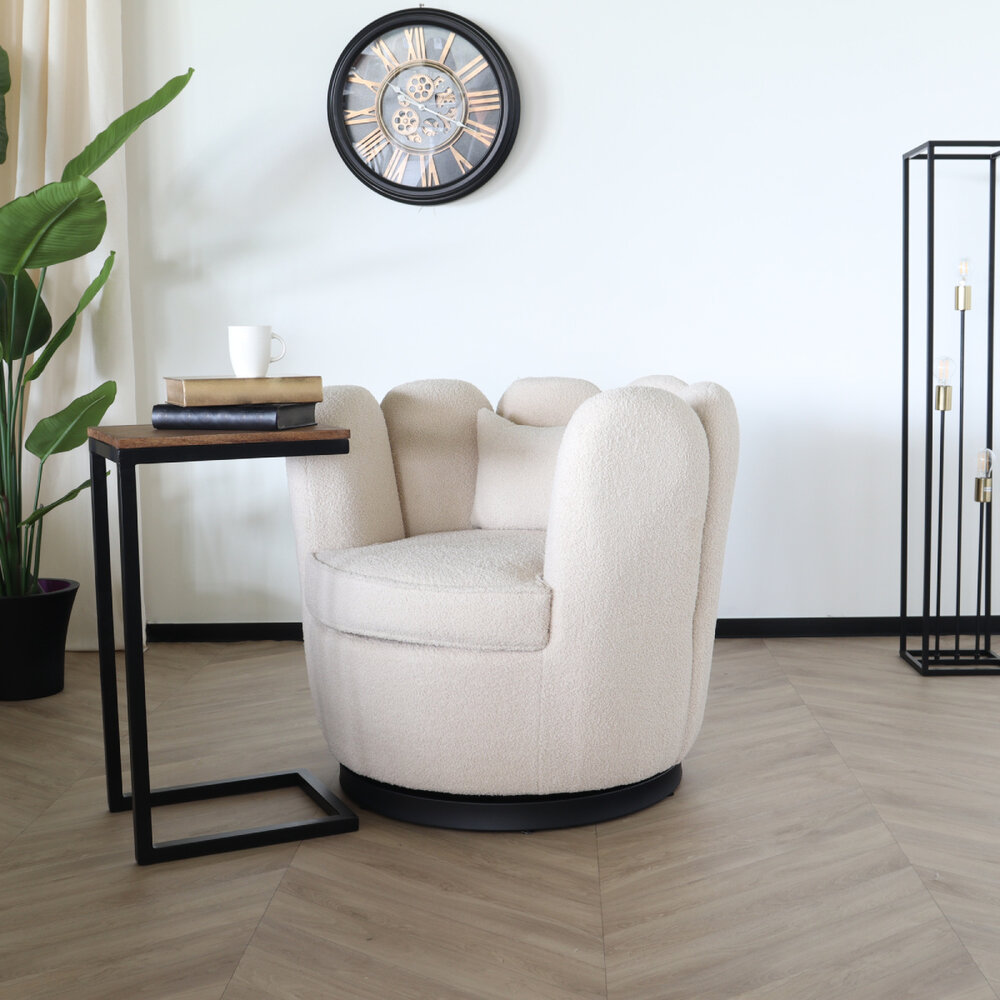 Fauteuil Daphne teddy beige draaibare fauteuil Fauteuil Daphne teddy beige draaibare fauteuil