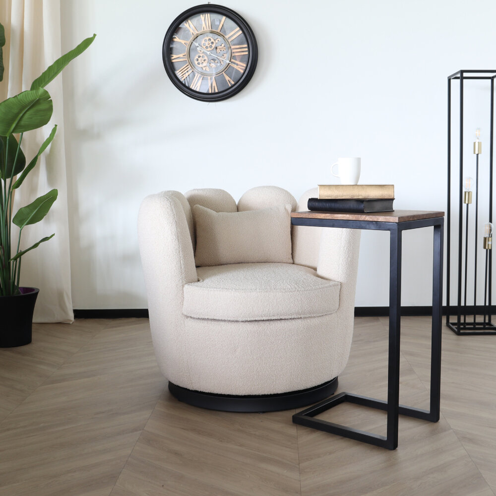 Fauteuil Daphne teddy beige draaibare fauteuil Fauteuil Daphne teddy beige draaibare fauteuil