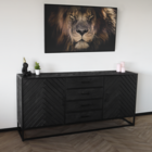 Dressoir mangohout visgraat Cody ladekast zwart industrieel 180x85cm duurzaam mango kast Dressoir mangohout visgraat Cody ladekast zwart industrieel 180x85cm duurzaam mango kast