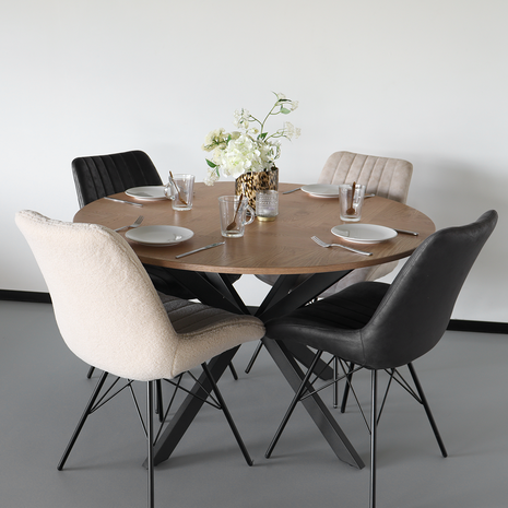 Lizzely Garden & Living Eettafel rond visgraat Ozzy bruin 120cm ronde tafel Lizzely Garden & Living Eettafel rond visgraat Ozzy bruin 120cm ronde tafel