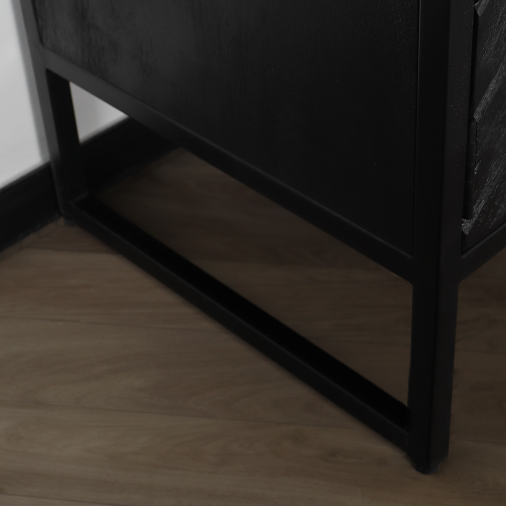 TV meubel industrieel Liv zwart visgraat mangohout 130cm lengte visgraat mango