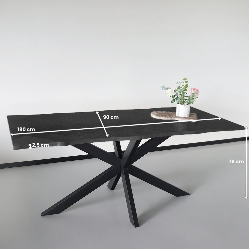 Eettafel langwerpig visgraat 180cm Otis zwart langwerpige tafel Eettafel langwerpig visgraat 180cm Otis zwart langwerpige tafel