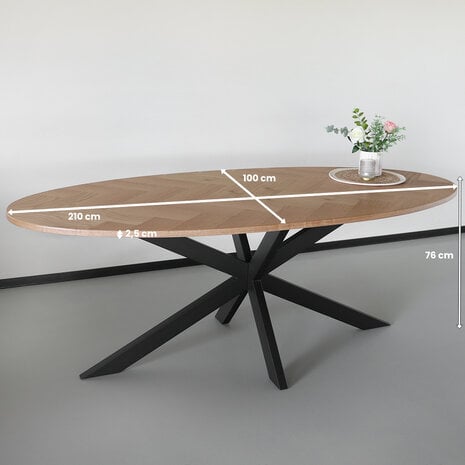 Lizzely Garden & Living Eettafel ovaal visgraat 210cm Obie bruin ovale tafel Lizzely Garden & Living Eettafel ovaal visgraat 210cm Obie bruin ovale tafel