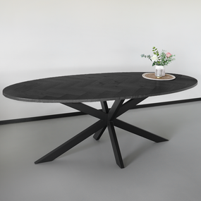 Lizzely Garden & Living Eettafel ovaal visgraat 210cm Obie zwart ovale tafel Lizzely Garden & Living Eettafel ovaal visgraat 210cm Obie zwart ovale tafel