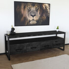 TV meubel mangohout zwart Ilse industrieel 180cm duurzaam massief hout mango TV meubel mangohout zwart Ilse industrieel 180cm duurzaam massief hout mango
