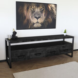 Lizzely Garden & Living TV meubel mangohout zwart Ilse industrieel 180cm duurzaam massief hout mango Lizzely Garden & Living TV meubel mangohout zwart Ilse industrieel 180cm duurzaam massief hout mango