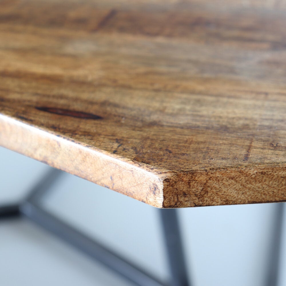 Salontafel 2delig mangohout hexagon Loes industrieel massief hout mango Salontafel 2delig mangohout hexagon Loes industrieel massief hout mango