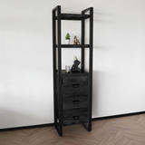 Lizzely Garden & Living Boekenkast mangohout Blizy kast zwart industrieel 200cm hoog massief hout mango wandkast Lizzely Garden & Living Boekenkast mangohout Blizy kast zwart industrieel 200cm hoog massief hout mango wandkast